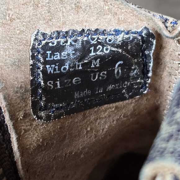 Circle G Western Boho Studded Distressed Ankle Boots Blue Tan Star By Coral Sz 6 - Picture 10 of 13